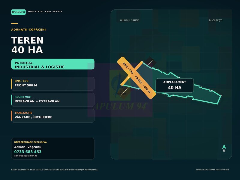 Teren 40ha Adunatii Copaceni | Industrial/ Logistic